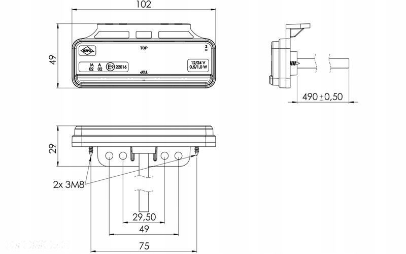 lampa obrysowa led slim z wieszakiem czerwona 12/24v uniwersalna - 2