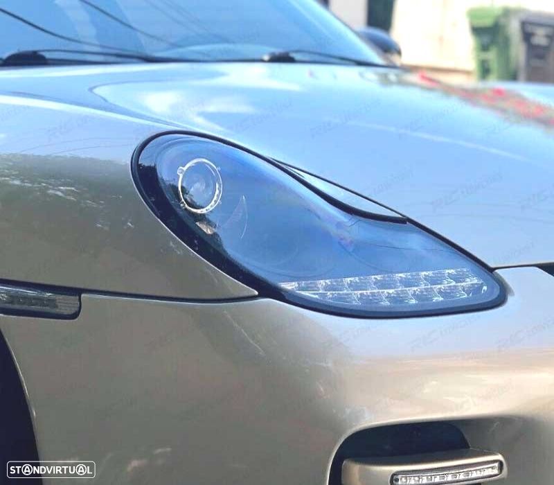FARÓIS OPTICAS PORSCHE BOXSTER 986 CARRERA 911 996 96-04 LUZ DIURNA LED PRETO - 2