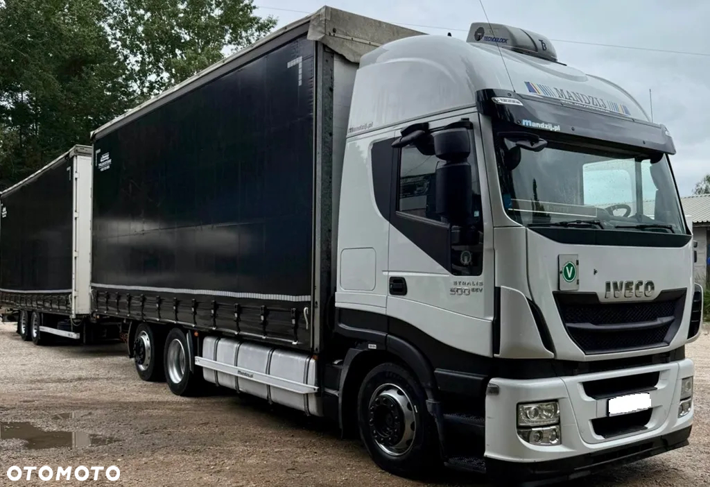 Iveco STRALIS AS500 AUTOMAT RETARDER MOTOR-13L 6x2 JUMBO TYLNA OŚ SKRĘTNA + PRZYCZEPA TANDEM HIPOCAR FIRANKA DŁ:8.20m OSIE SAF OŚ PODNOSZONA ZESTAW PRZESTRZENNY PRZEJAZDOWY NOWE PLANDEKI!!!  EEV - 2