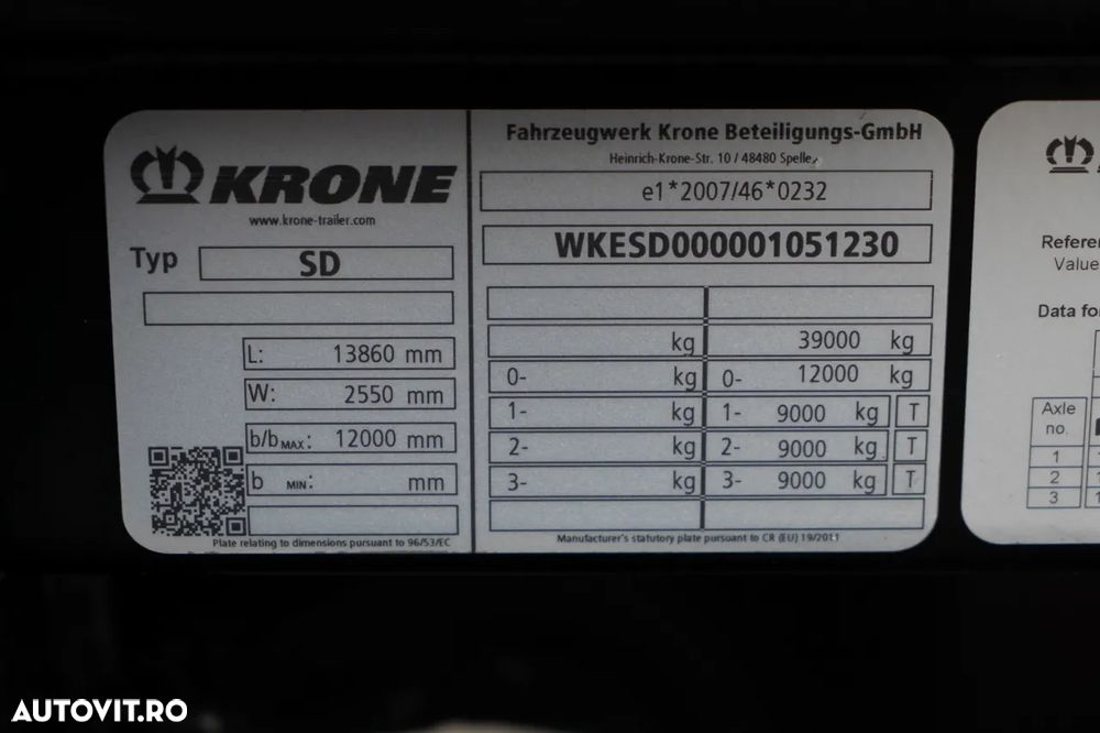 Krone Semiremorcă cu prelată / Mega / Plafon liftabil / Axă liftabilă / - 31