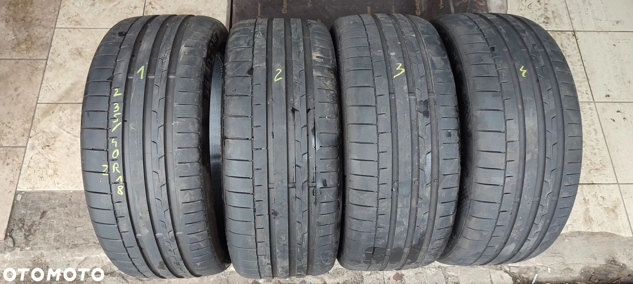 OPONY LETNIE 235/40R18 95Y XL CONTINENTAL SPORT CONTACT 6 (5122) LATO 2x6mm 2x5mm KOMPLET 4 SZTUKI - 1