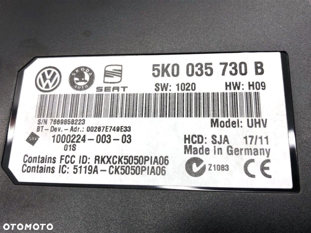 MODUŁ BLUETOOTH  VW PASSAT B7 (362) 2010 - 2015 2.0 TDI 103 kW [140 KM] olej napędowy 2010 - 2014 - 4
