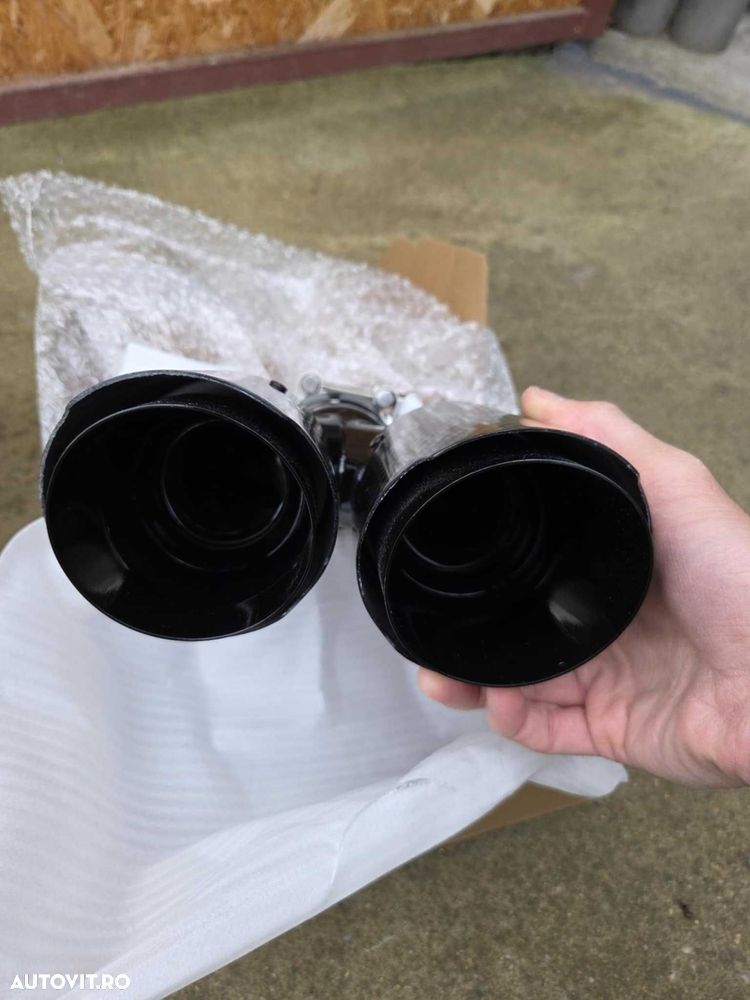 Set Tipsuri Duble Evacuare 63mm Carbon Lucios, Colier Inclus,Universal - 8