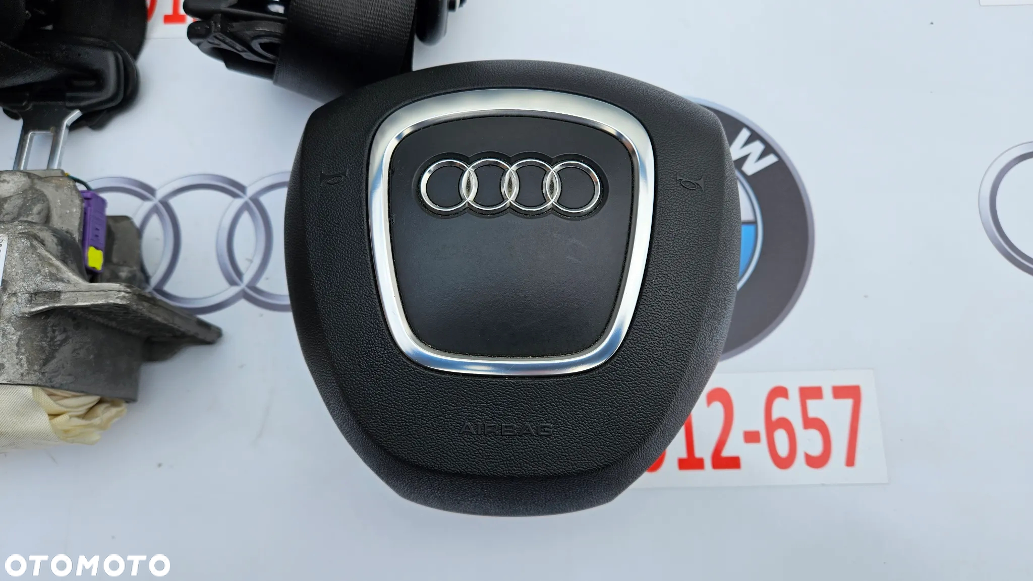 Audi A4 B7 Poduszka kierownicy 4 ramiona Czarna Airbag pasażera Pasy prawy i lewy - 2