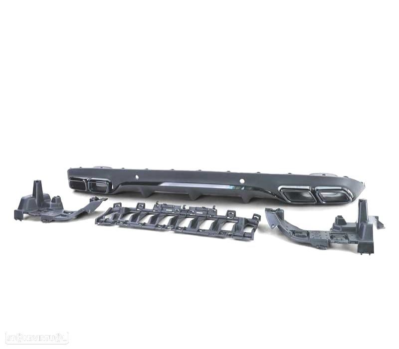 DIFUSOR MERCEDES CLASSE C C205 COUPÉ 15-18 LOOK AMG PDC PRETO + PONTEIRAS DE ESCAPE - 4