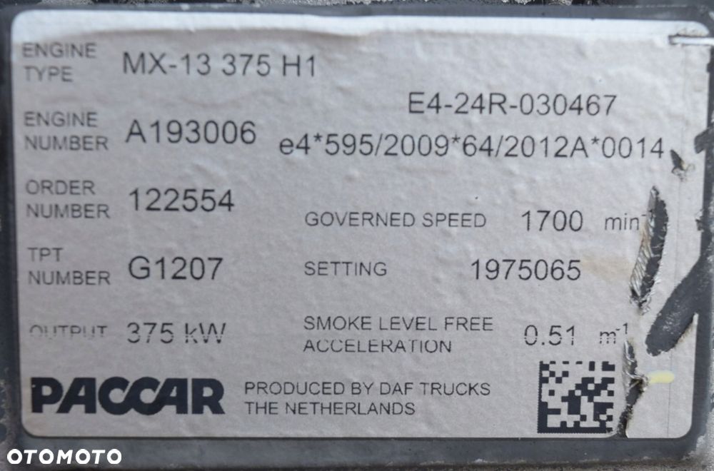 KOMPLETNY SILNIK DAF 106 510KM MX13 375 H1 EURO 6 - 9