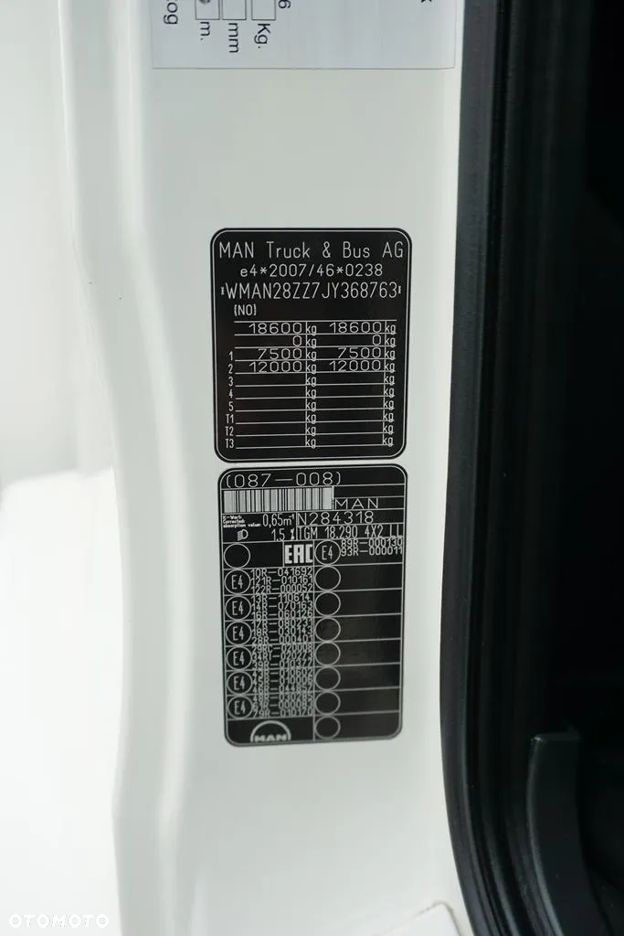 MAN TGM / 18.290 / EURO 6 / CHŁODNIA + WINDA / 18 PALET / ŁAD. 8445 KG - 11