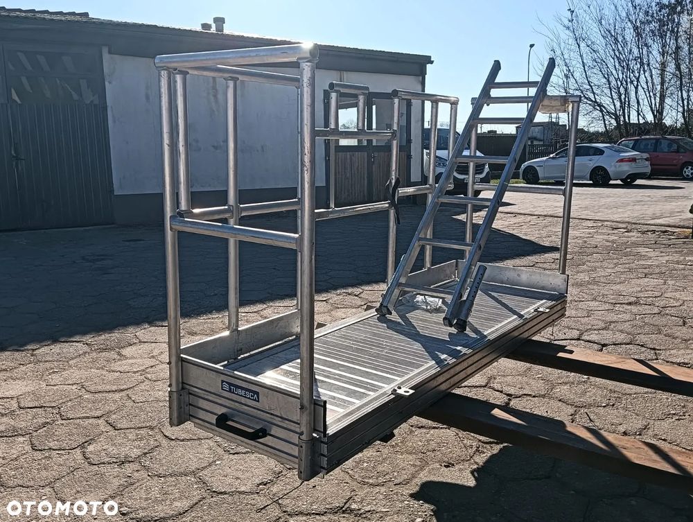 Podest rusztowanie platforma robocza podest z drabiną składany aluminiowy - 5