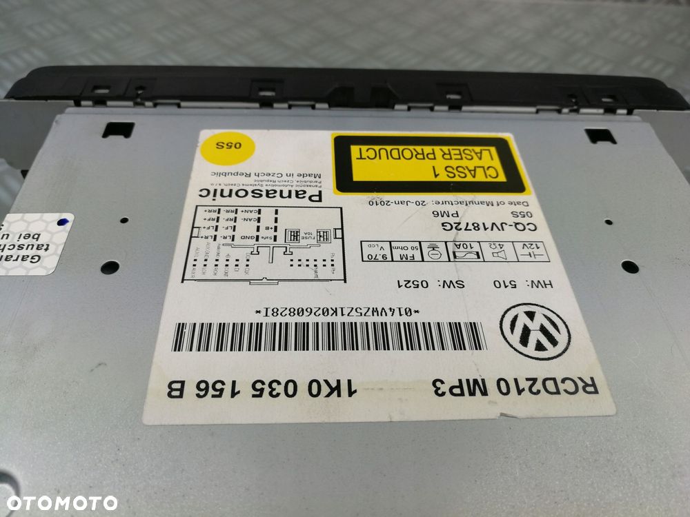 1K0035156B radio cd fm fabryczne PANASONIC VW GOLF VI 6 TOURAN CADDY II 2 - 6