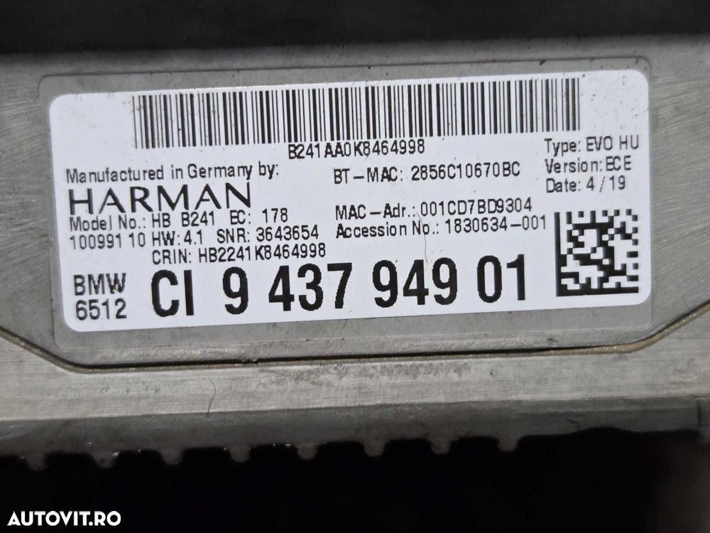 Modul unitate navigatie NBT EVO hu BMW cod 9437949 - 4