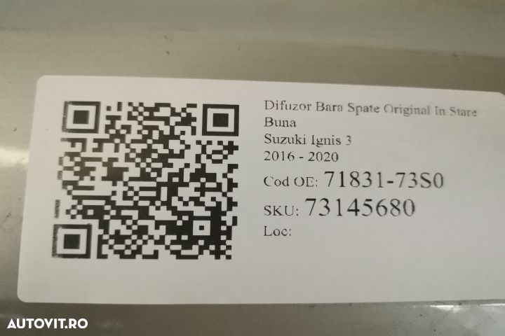 Difuzor Bara Spate Original In Stare Buna  Suzuki  Ignis  3 [2016 - 20 - 7