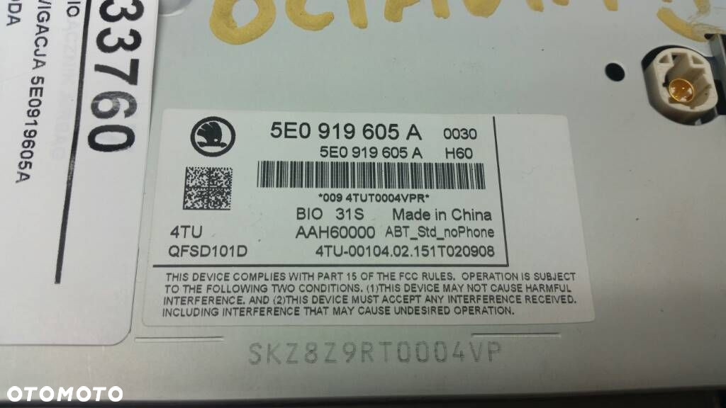 RADIO LCD OCTAVIA III PANEL DOTYKOWY 5E0 919 605 A - 3