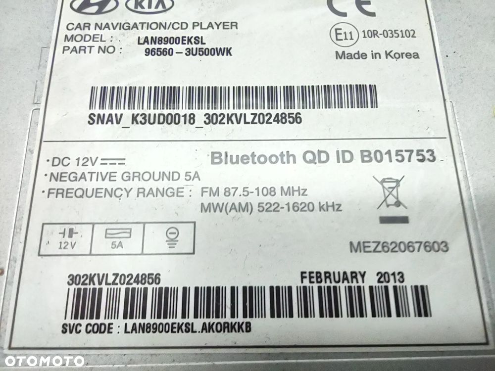 RADIO NAWIGACJA CD BLUETOOTH 96560-3U500 KIA SPORTAGE III 2010-2015r. ORYGINAŁ SPRAWNA - 8
