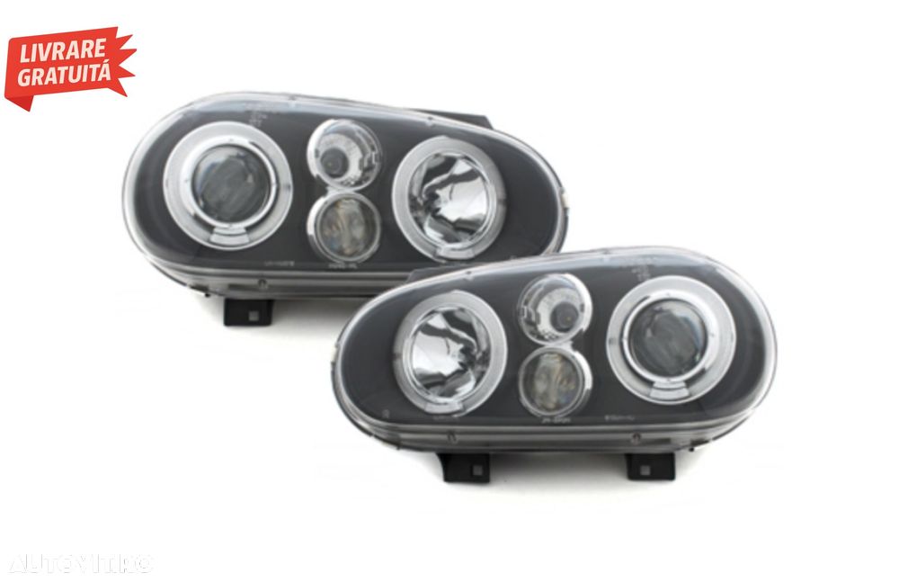 Faruri VW Golf IV 4 (09.1997-09.2003) Angel Eyes Negru- livrare gratuita - 3