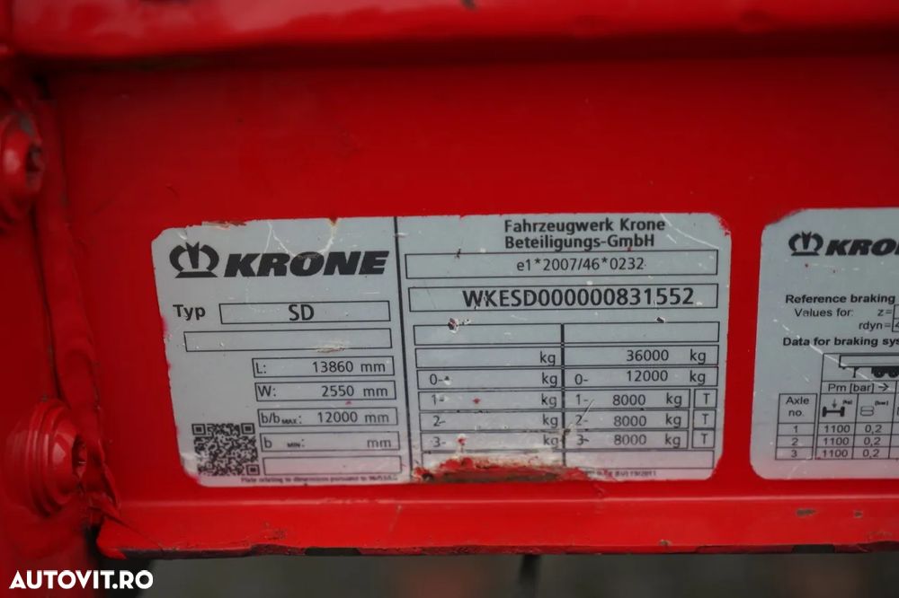 Krone CORTINĂ KRONE / MEGA / PUNTE RIDICATĂ / PLATĂ JOSĂ / - 25