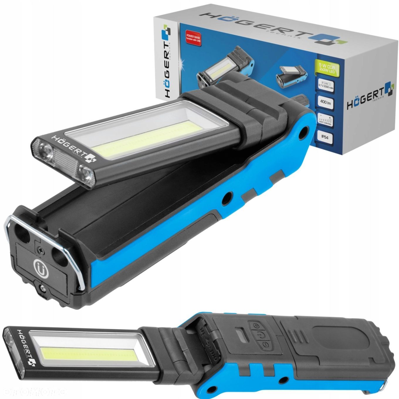 HOEGERT LAMPA WARSZTATOWA ROZKŁADANA LED 5W COB USB POWER BANK HT1E407 - 1