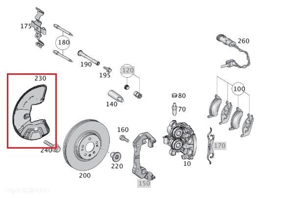 MERCEDES ML GLE W166 Tarcza kotwiczna przod prawa OE - 2