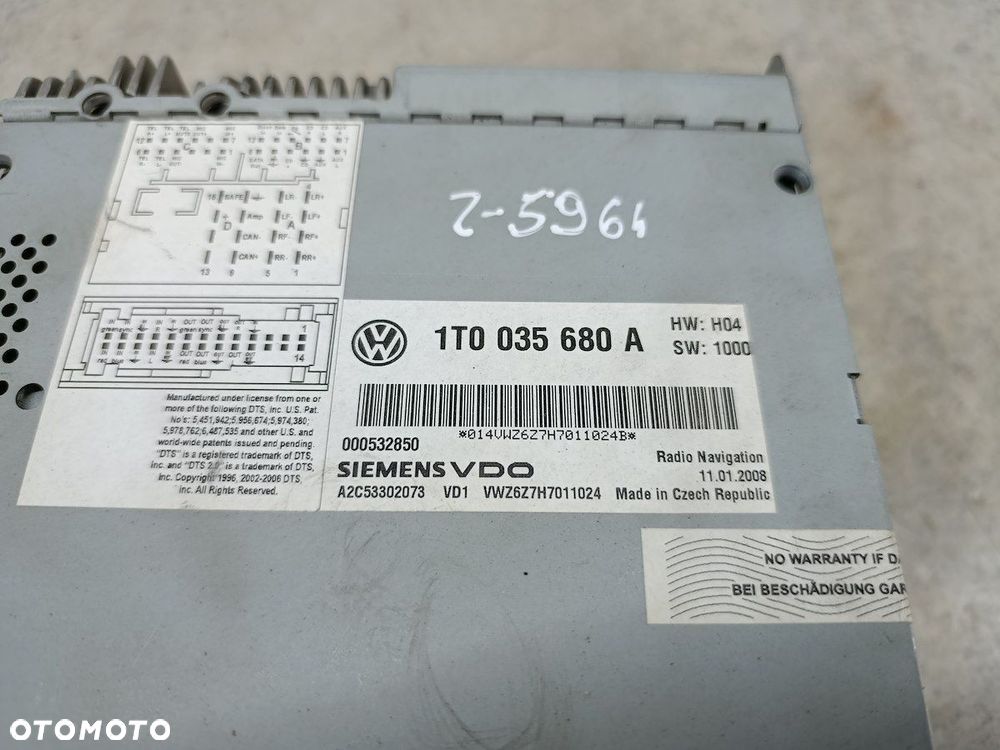RADIO FABRYCZNE VW PASSAT B6 1T0035680A A2C53302073  SIEMENS - 4
