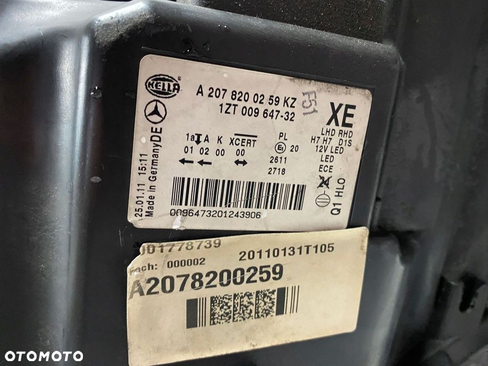 LAMPA PRAWA XENON MERCEDES E KLASA A2078200259 - 9