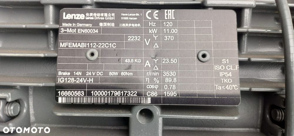 Silnik Elektryczny LENZE MEFEMABI112-22C1C 11kW 120Hz Hamulec Oraz Enkoder - 5