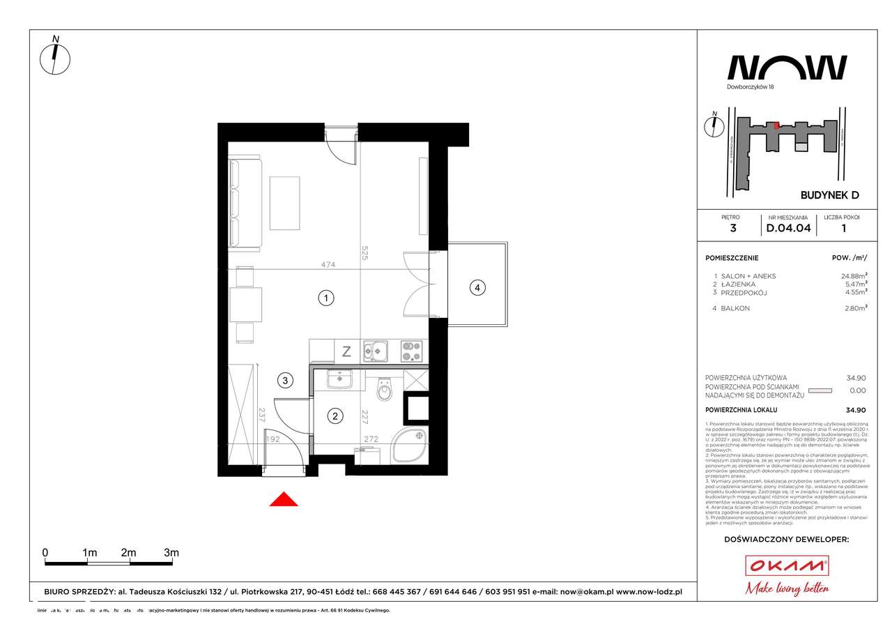 1-pokojowe mieszkanie 34m2 + balkon Bez Prowizji - Pełny obrazek: 2/8