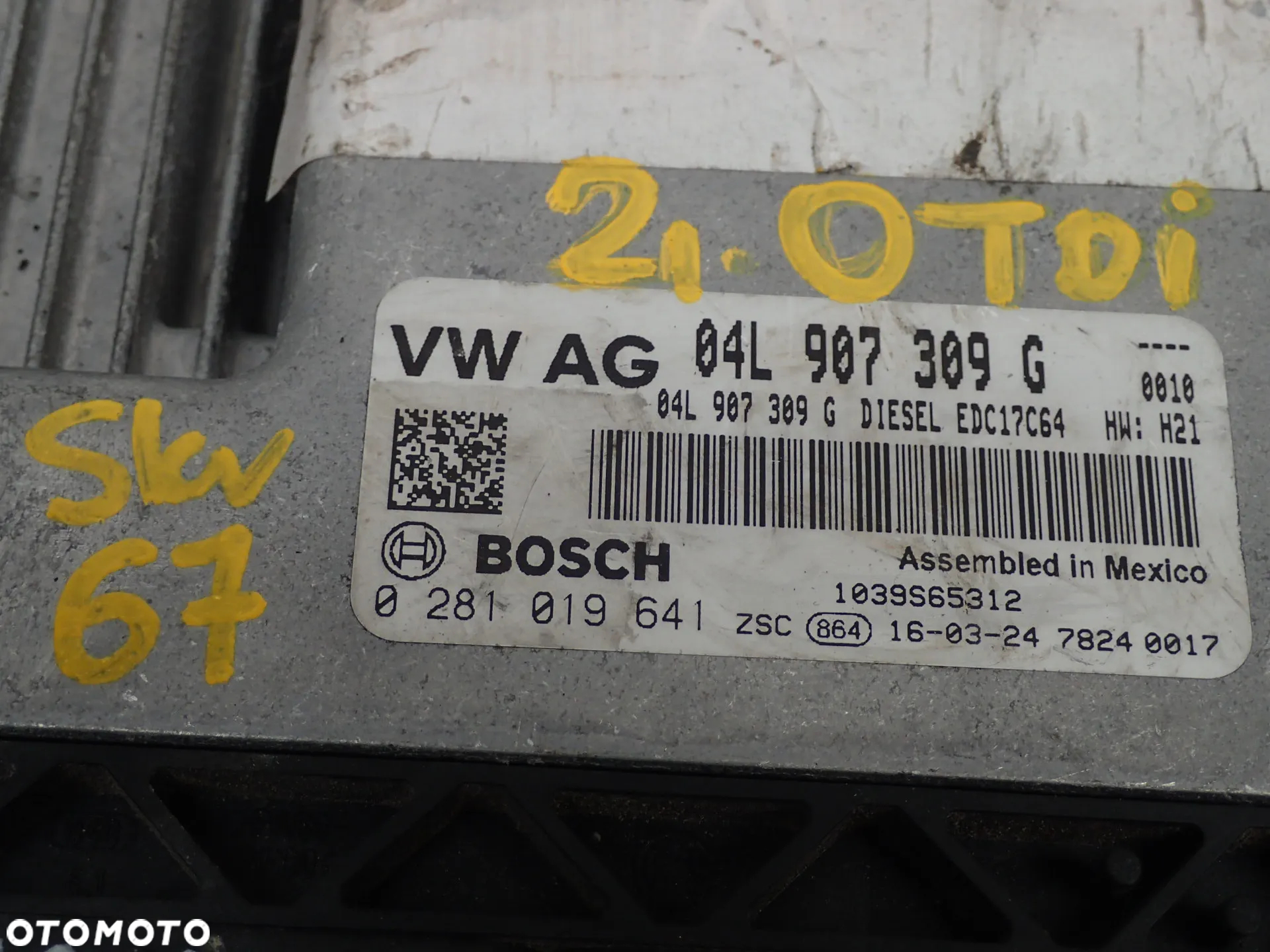 STEROWNIK SILNIKA VOLKSWAGEN 2,0 TDI  04L907309G - 3