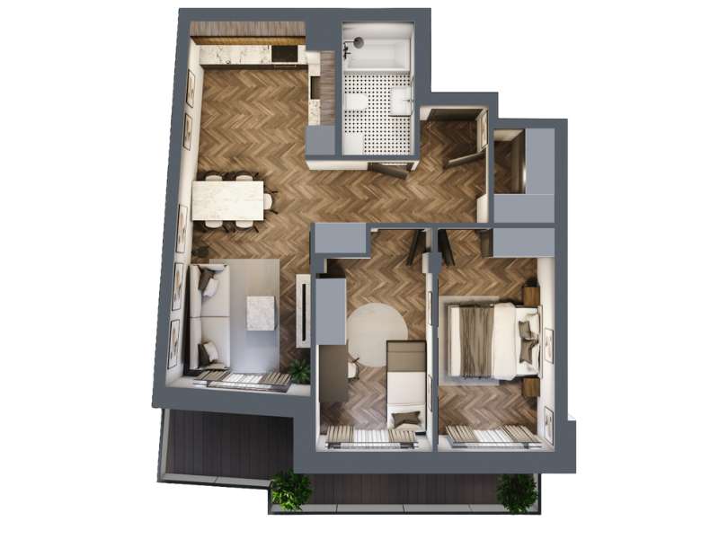 Mieszkanie, 54.39m², 3 pokoje, 3 piętro, B-KLM12-LM25, Nowe Horyzonty