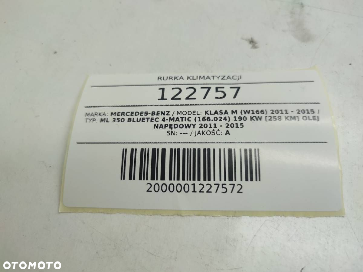 RURKA WĄŻ KLIMATYZACJI MERCEDES W166 ML A1663260500 - 6