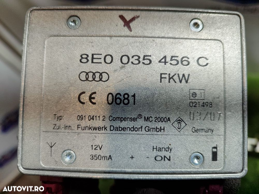 AMPLIFICATOR ANTENA (5 BUC.) AUDI A4 AVANT 2.0 DIESEL 2009 / 2009-2016 /  AUDI A6 C6 AVANT 2.0 DIESEL 2009 2006-2010 / AUDI A6 C6 QUATTRO 2.7 DIESEL 2007 2004-2011 / AUDI A4 B8 S LINE 2.0 DIESEL 2010 BERLINA / 2009-2016 MERCEDES BENZ W211 E280 CDI 3.0 DIESEL 2006 / 2002-2009 COD OEM 8J0035456 / 8J0035456C / 8J0035456CA / 2118200885 - 6