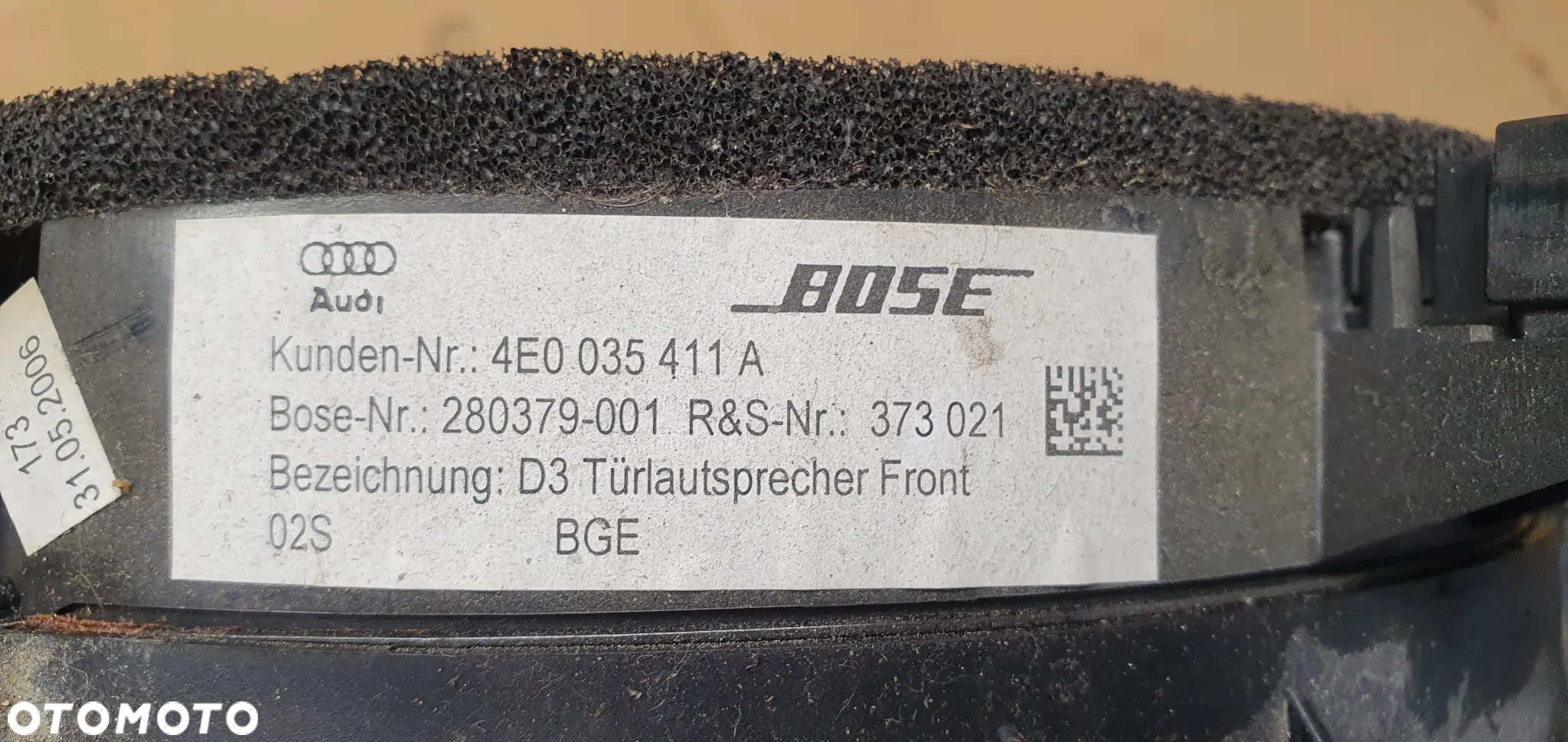 Głośnik lewy przód przedni BOSE Audi A8 D3 4E0035411A - 5