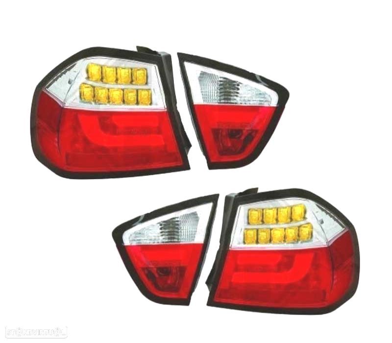 PILOTOS BMW E90 05-08 LED VERMELHO CROMADO - 1