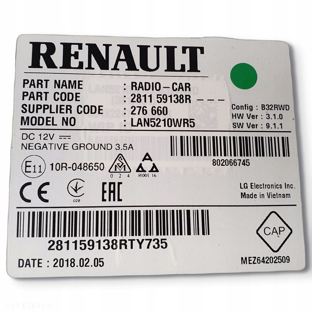 RADIO CD RADIOODTWARZACZ Nawigacja Navi Renault Clio IV 281159138R ekran - 6