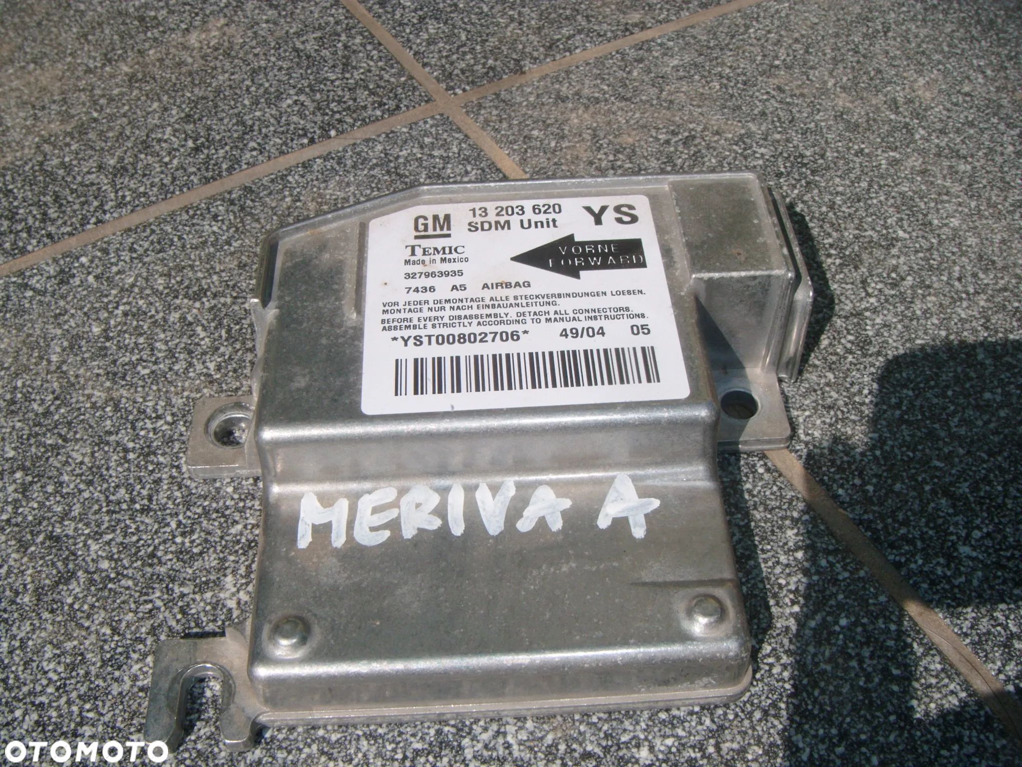 opel meriva a sensor airbag 13203620 - 1