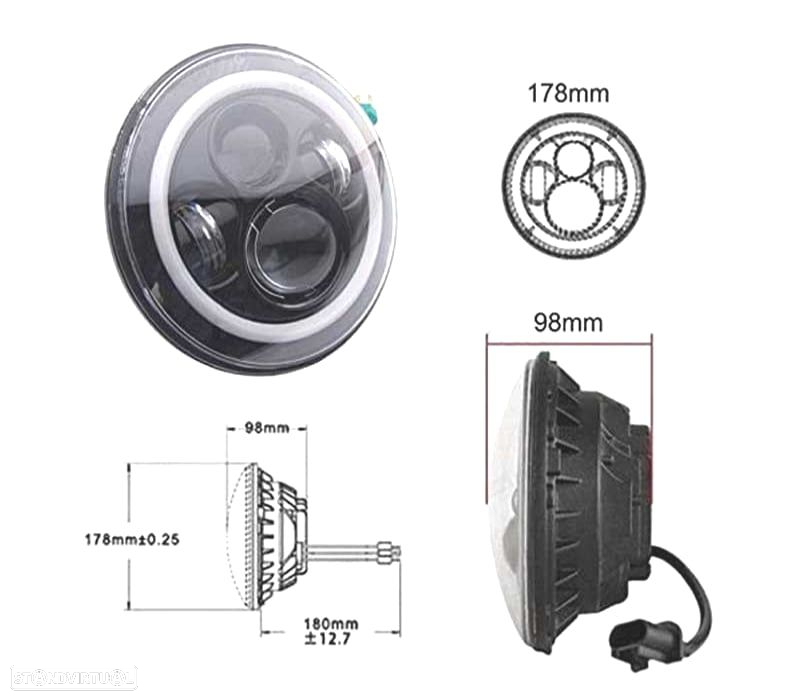 CONUNTO DE FARÓIS PARA JEEP WRANGLER TJ LJ JK 96-18 ANGEL EYES PRETOS - 3