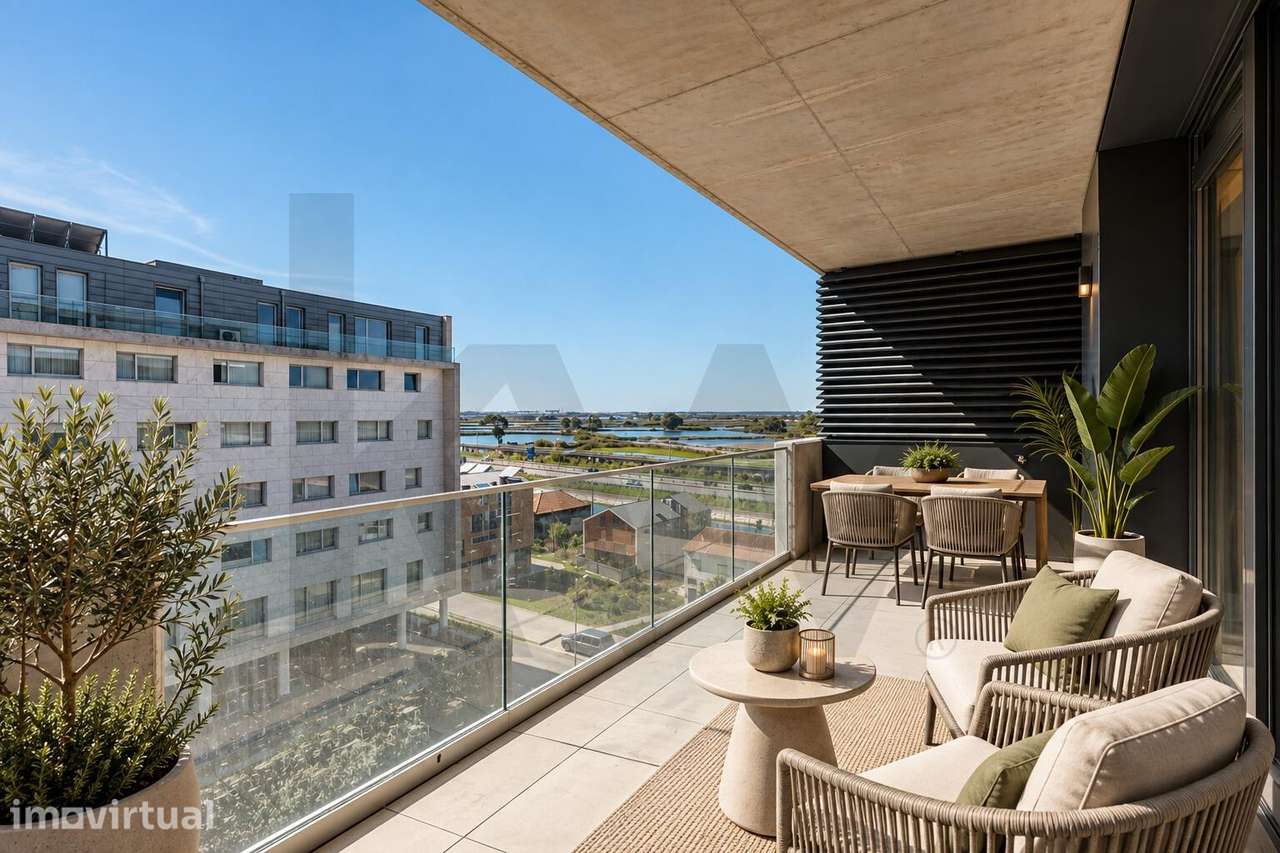 T3 novo com terraço, piscina e vista sobre as salinas | Barroca, Aveir - Grande imagem: 3/60