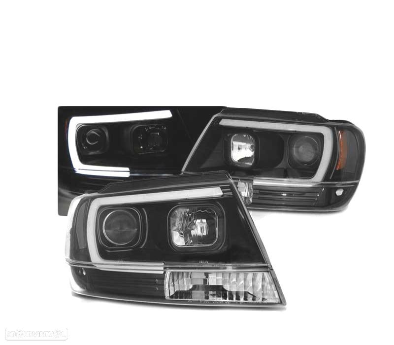 FARÓIS LED TUBE LIGHT JEEP GRAND CHEROKEE 99-05 BLACK PRETO - 1