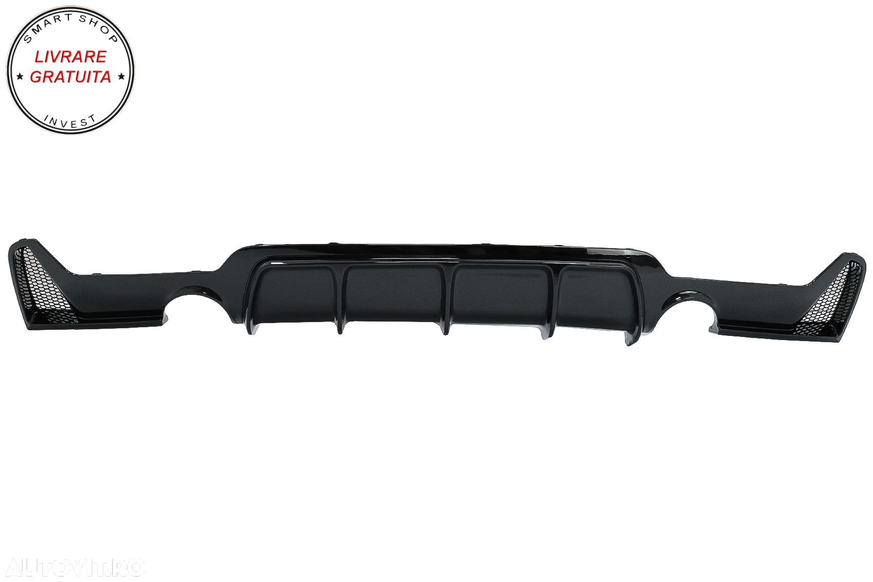 Difuzor Bara Spate Cu Evacuare Dubla BMW Seria 4 F32 F33 F36 (2013-2019) Negru Luc- livrare gratuita - 1