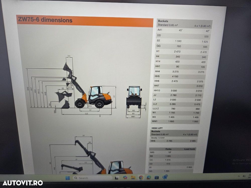 Hitachi ZW75, 2020, 1.915h, ridica 2,4t la 3,2m, CUPA 4x1 MULTIFUNTIONALA 1mc, cupa noua 1mc, furci, cupla rapida, aer conditiona, motor Deutz 75CP euro 6, Garda sol inalta 32cm, produs in Germania, STARE FOARTE BUNA, posibil leasing 4 ani-PROMOTIE 37.900eur - 27