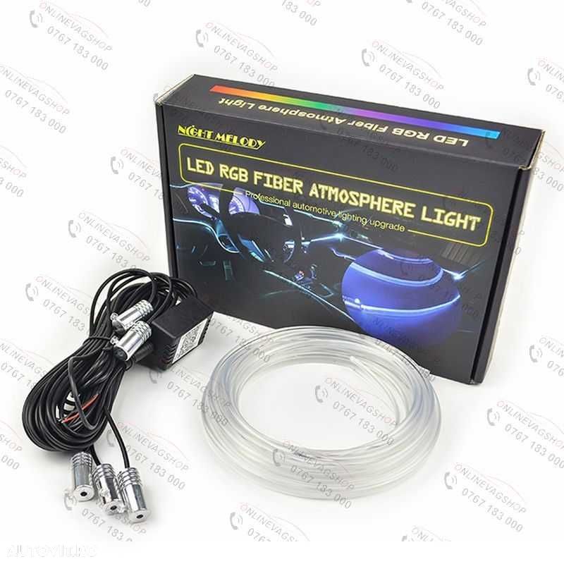 Lumina ambientala auto fir neon Led RGB  cu 5 capete Aplicatie telefon - 4