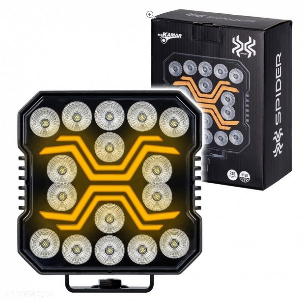 Lampa robocza X-SPIDER 16 LED kwadrat halogen 12/24V moc 60W IP68 + pozycja DUZA SILNA !!  Kalisz Łódzka 80a - 1