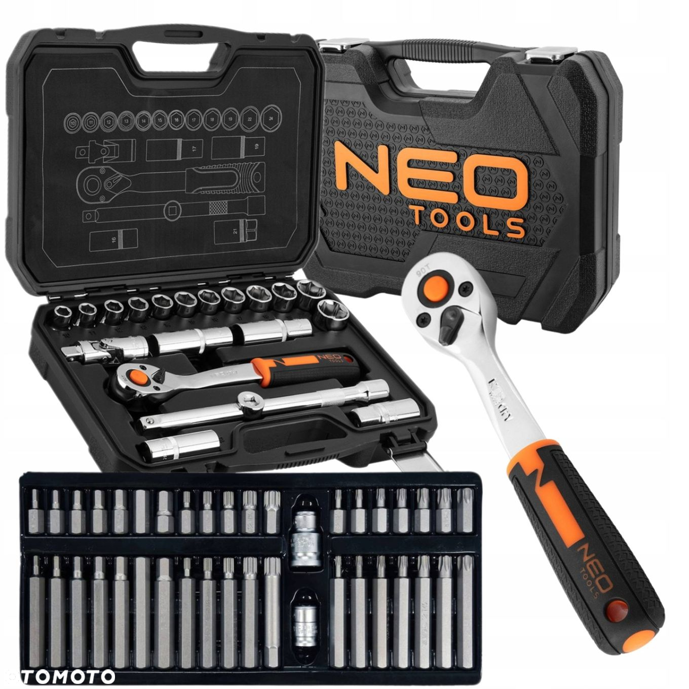 NEO ZESTAW KLUCZY NASADOWYCH 20E 1/2" 1/4" NASADKI BITY SATYNA  TORX 40SZT - 15
