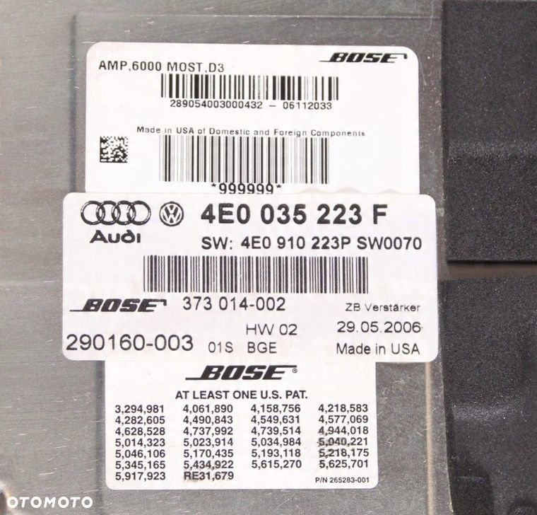 WZMACNIACZ BOSE AUDI A8 D3 06r 4E0035223F - 6