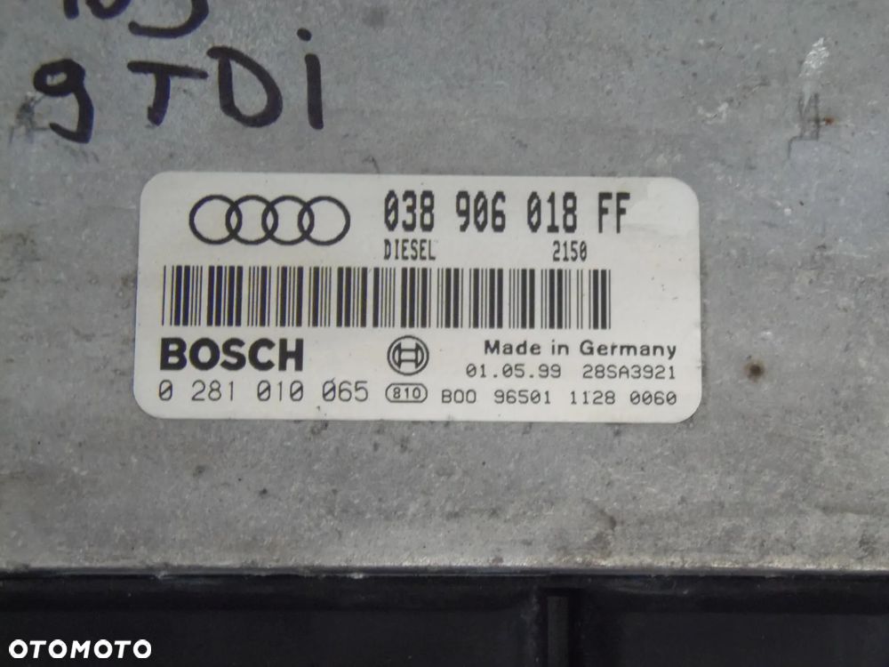 AUDI A4 B5 1,9TDI KOMPUTER STEROWNIK SILNIKA 038906018FF - 2