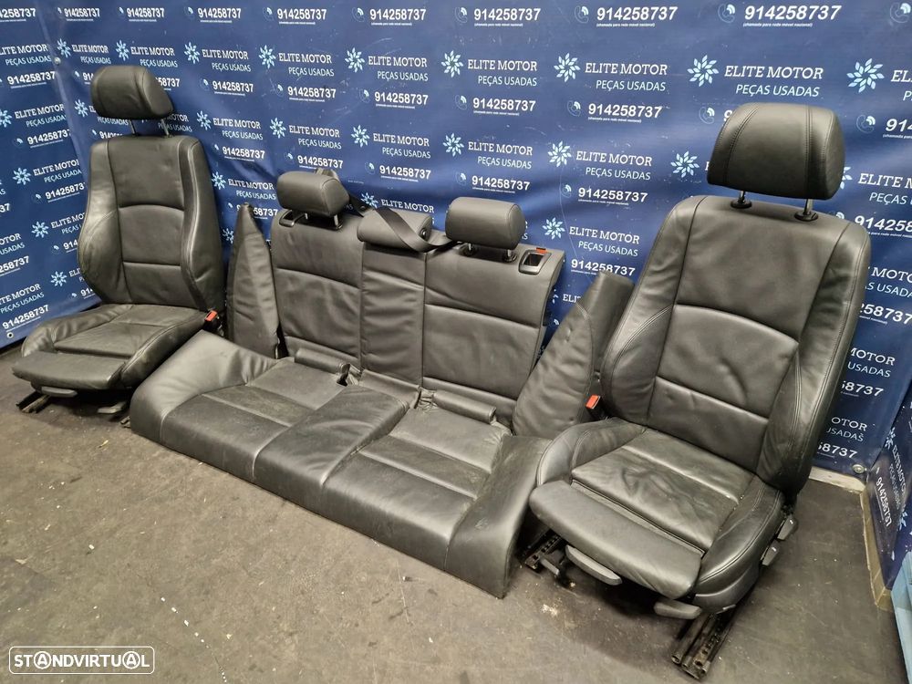 Jogo de bancos usados BMW SERIE 1 PACK M 5 PORTAS BMW E87 E81 PELE PRETO QUARTELAS - 1