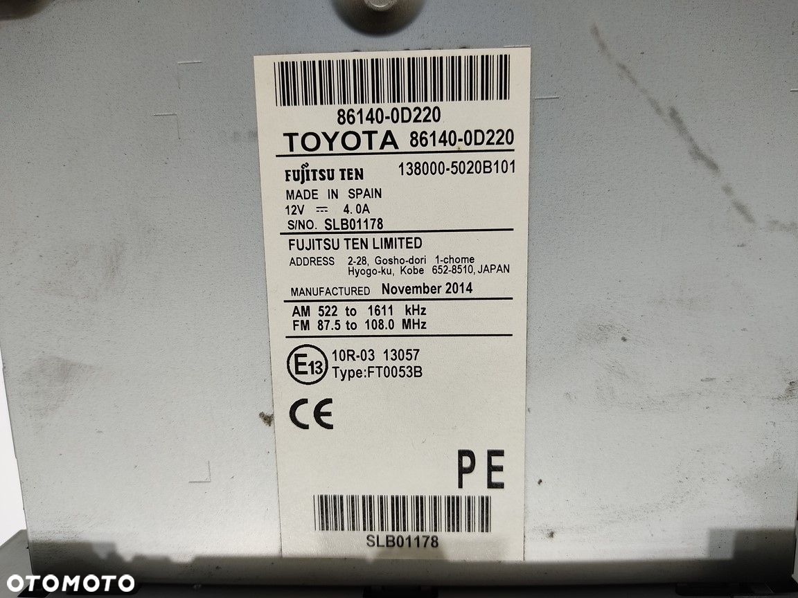 FABRYCZNE RADIO NAWIGACJA TOYOTA YARIS III 86140-0D220 2011-2014 - 8