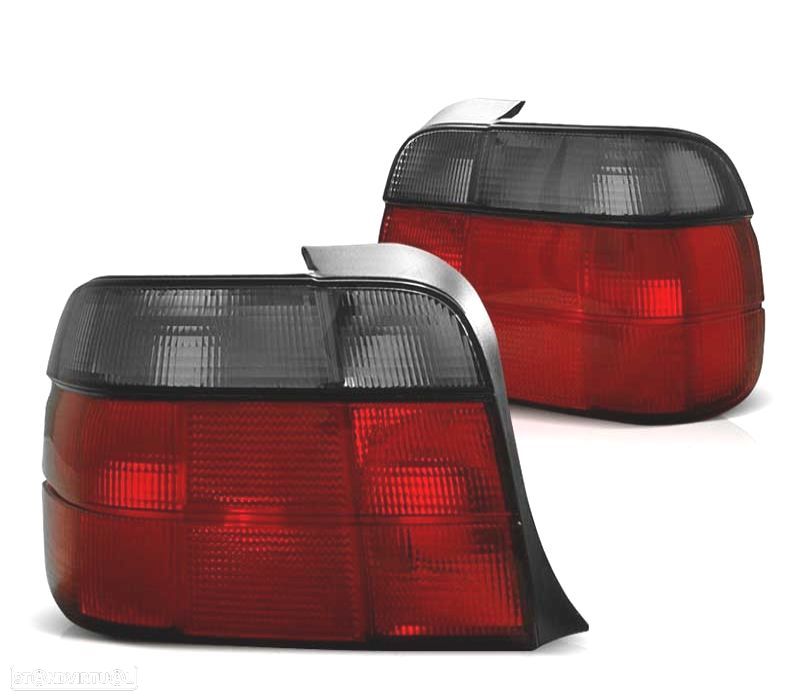 FAROLINS TRASEIROS COMPACT BMW E36 90-99 VERMELHO FUMADO LEX - 1
