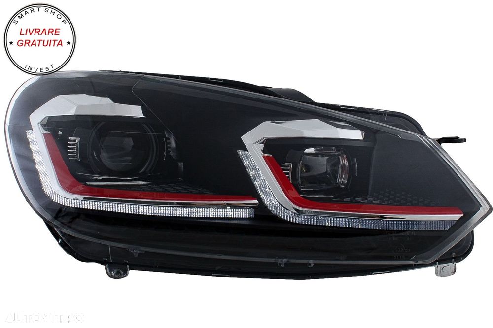 Faruri LED VW Golf 6 VI (2008-2013) Facelift G7.5 GTI Design Rosu Semnalizare Secv- livrare gratuita - 8