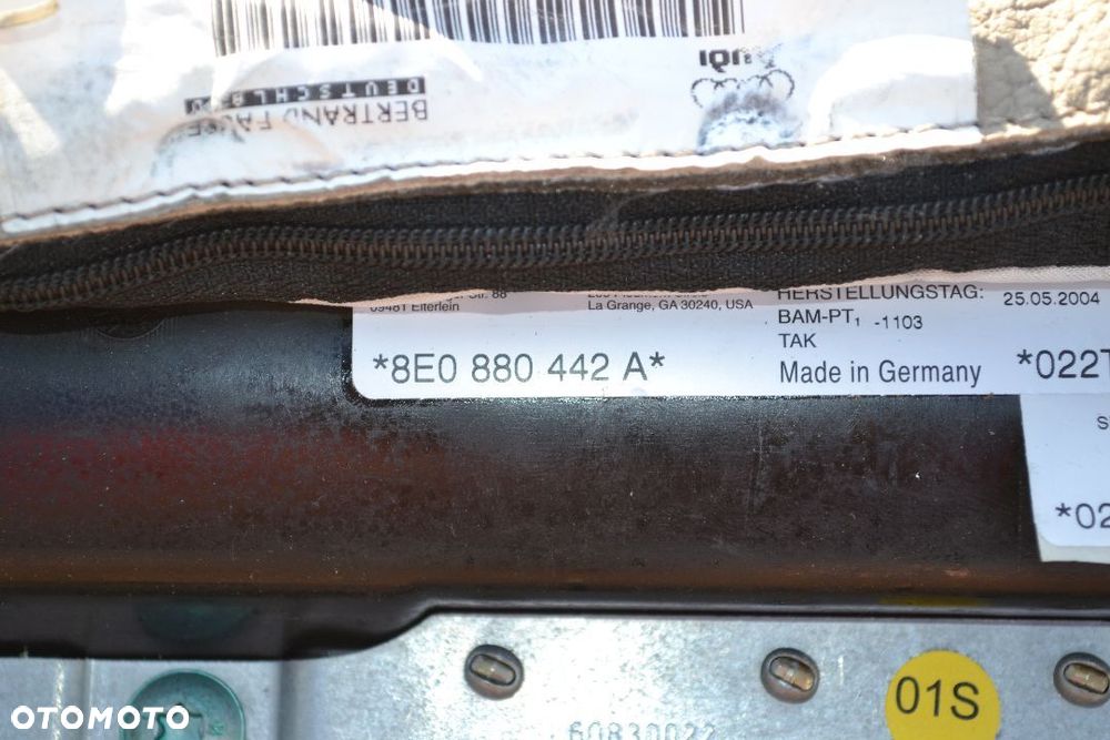 AUDI A4 B6 B7 PODUSZKA AIRBAG KANAPY TYLNEJ PRAWA 8E0880442A SKÓRA BEŻ - 3