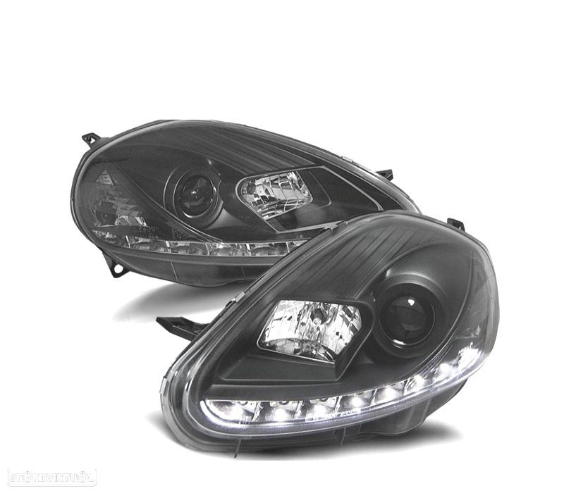 FARÓIS FRONTAIS FIAT GRANDE PUNTO 05-08 LUZ DIURNA FUNDO PRETO - 1