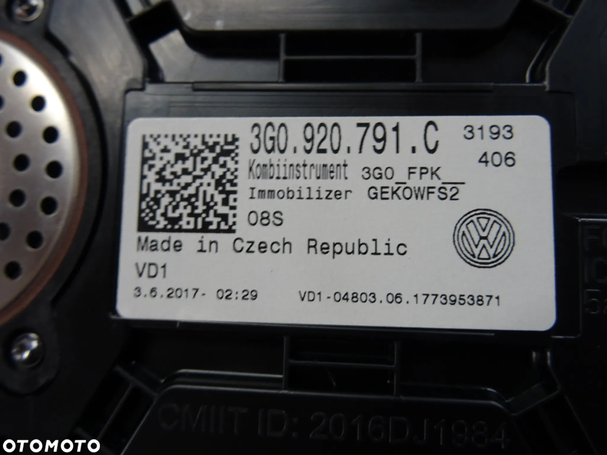 3G0920791C licznik zegar ramka Virtual VW Passat B8 czesci - 2